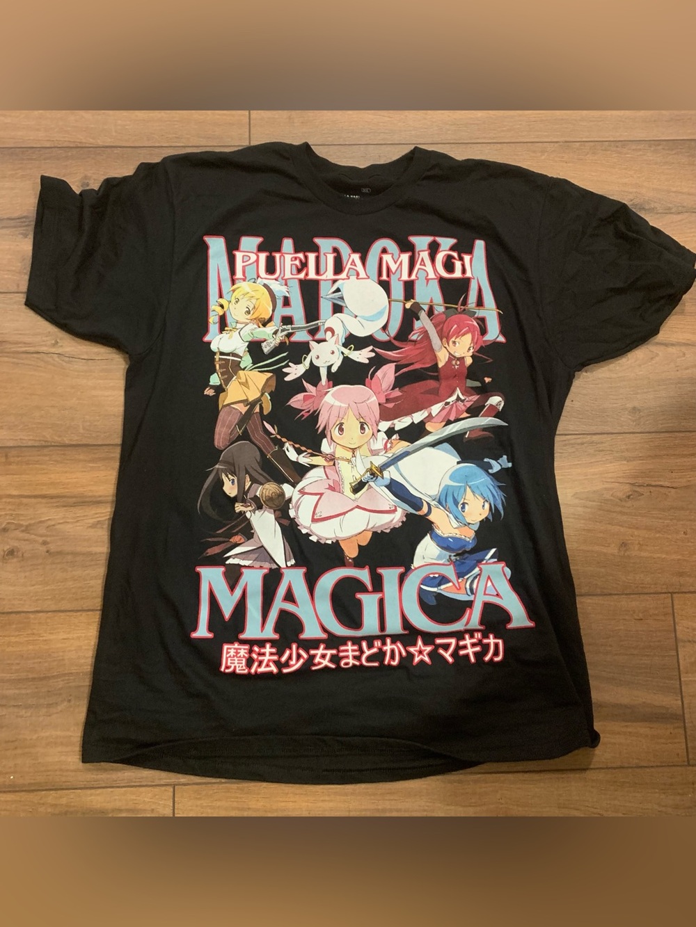 NWOT Puella Magi Madoka Magica Anime Graphic Tee - Black with Multicolor Print